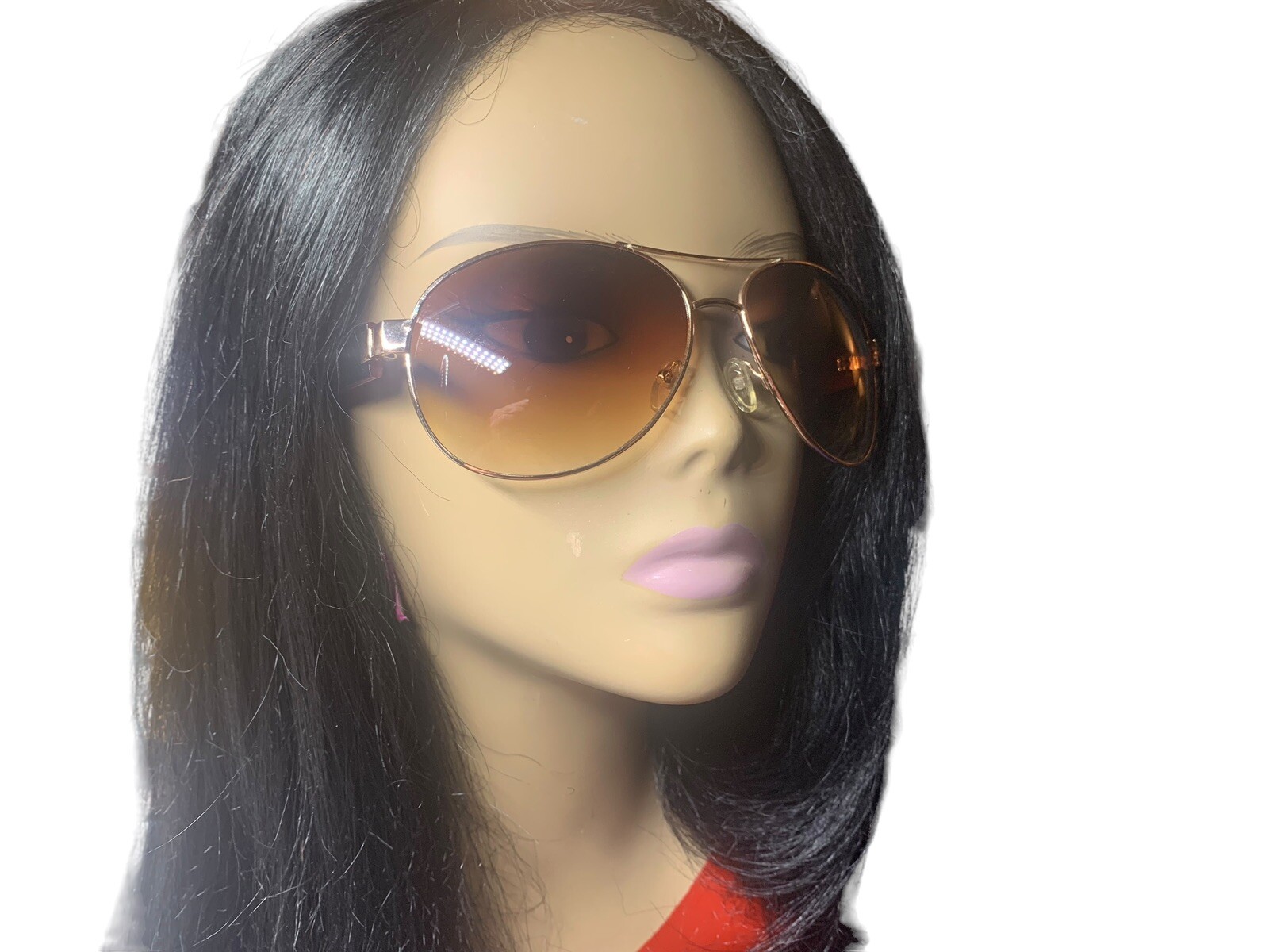 Ladies Aviator Sunglasses Gold Tone Frame Brown Lens 62-15-118. #28-image