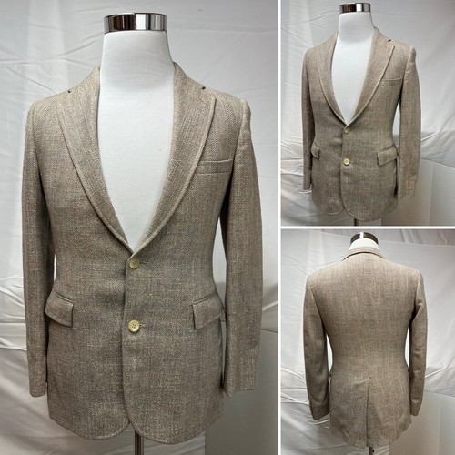 Vintage Polo Ralph Lauren Beige Plaid Tweed Blazer Jacket Men’s/Boys 20 Coat 34S - Picture 4 of 10