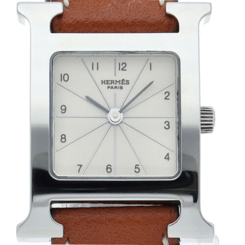 HERMES H Uhr Damenuhr HH1.210 Edelstahl/Leder DamenUhr weiß - Bild 1 von 5
