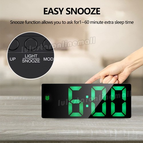 Digital Bedside LED Snooze Alarm Clock Time Temperature Day Night Desktop Clocks - Picture 7 of 9