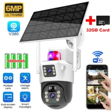 Solar Battery Powered Wireless WiFi Outdoor Pan/Tilt Home Security Camera System