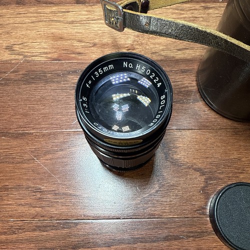 Soligor f=l 35mm, l:3.5 Telephoto Lens Vintage No. H55097 W/ Vtg Nippon Case - Picture 2 of 14