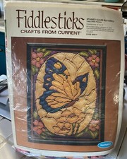 NEW FIDDLESTICKS Needlepoint Kit BUTTERFLY Stained Glass WOOL Needle VTG