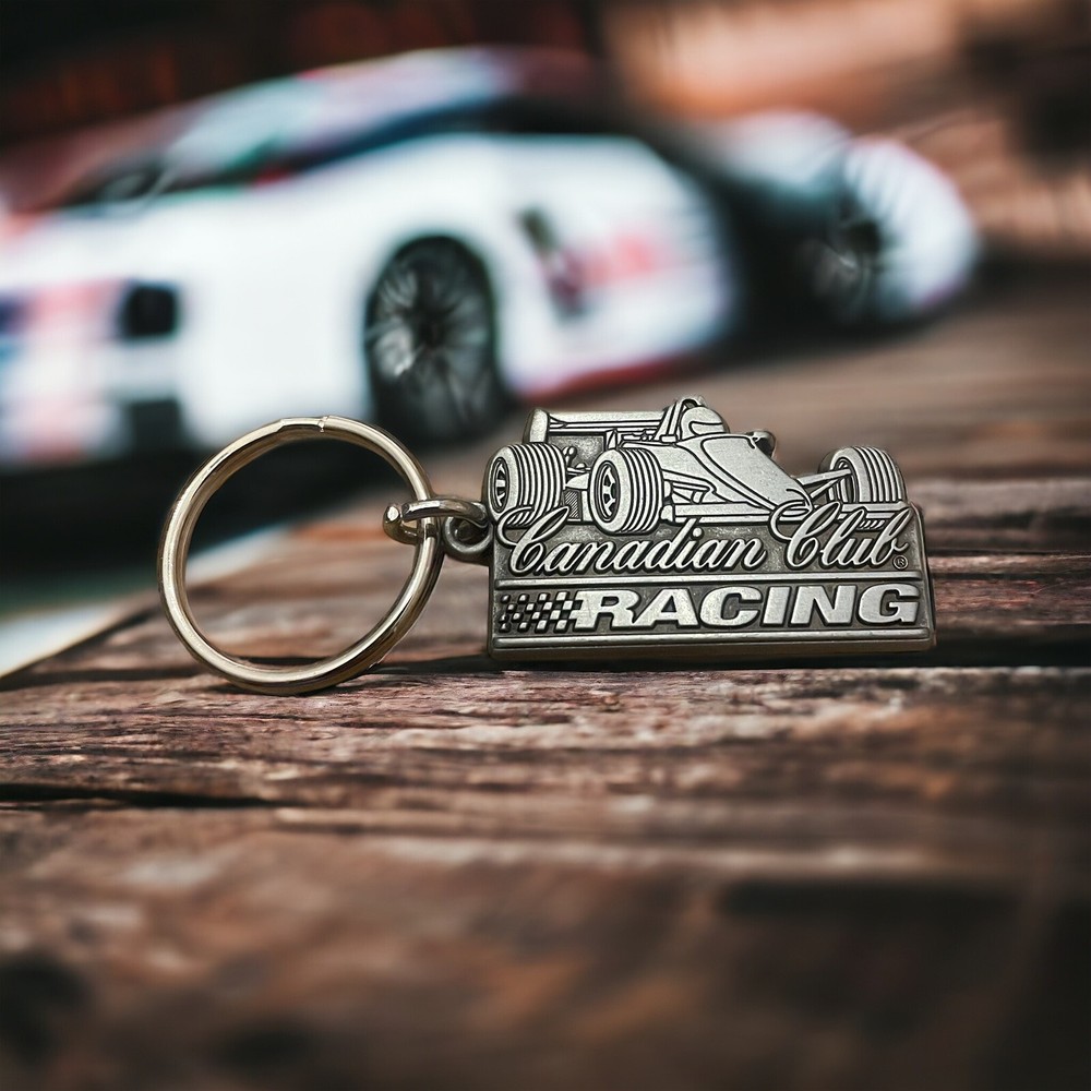 Canadian Club Racing Keychain Race Car Cutout NOS Metal Drink Smart Promo 2006