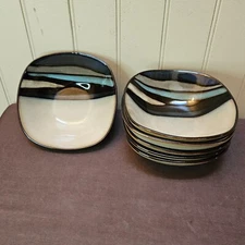 Gibson Elite Althea Teal Blue Stoneware 6 7/8” Cereal Soup Bowls Lot of 6