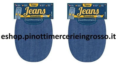 PINOTTI COPPIA TOPPE TESSUTO JEANS TERMOADESIVE PER GINOCCHIO GOMITI - CM 16 X 11 -ITALY