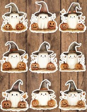 Boho Ghost In Witch Hat Die Cut Vinyl Stickers Scrapbooking Laptop Waterbottle