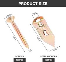 100pcs·Self Drilling Drywall Anchors Screws Hollow Wall Anchor- Expansion Kit UK