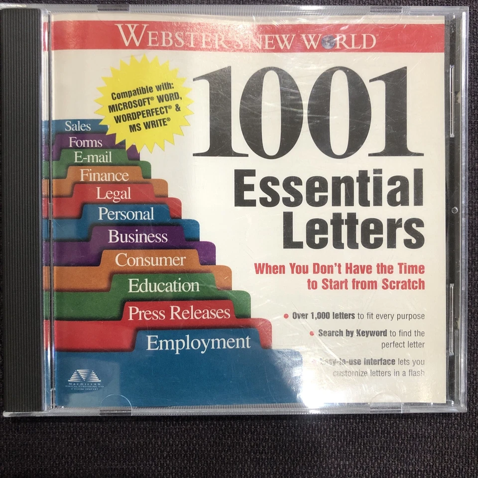 Webster's New World 1001 Essential Letters for Windows 95 New Sealed - Image 2 of 4
