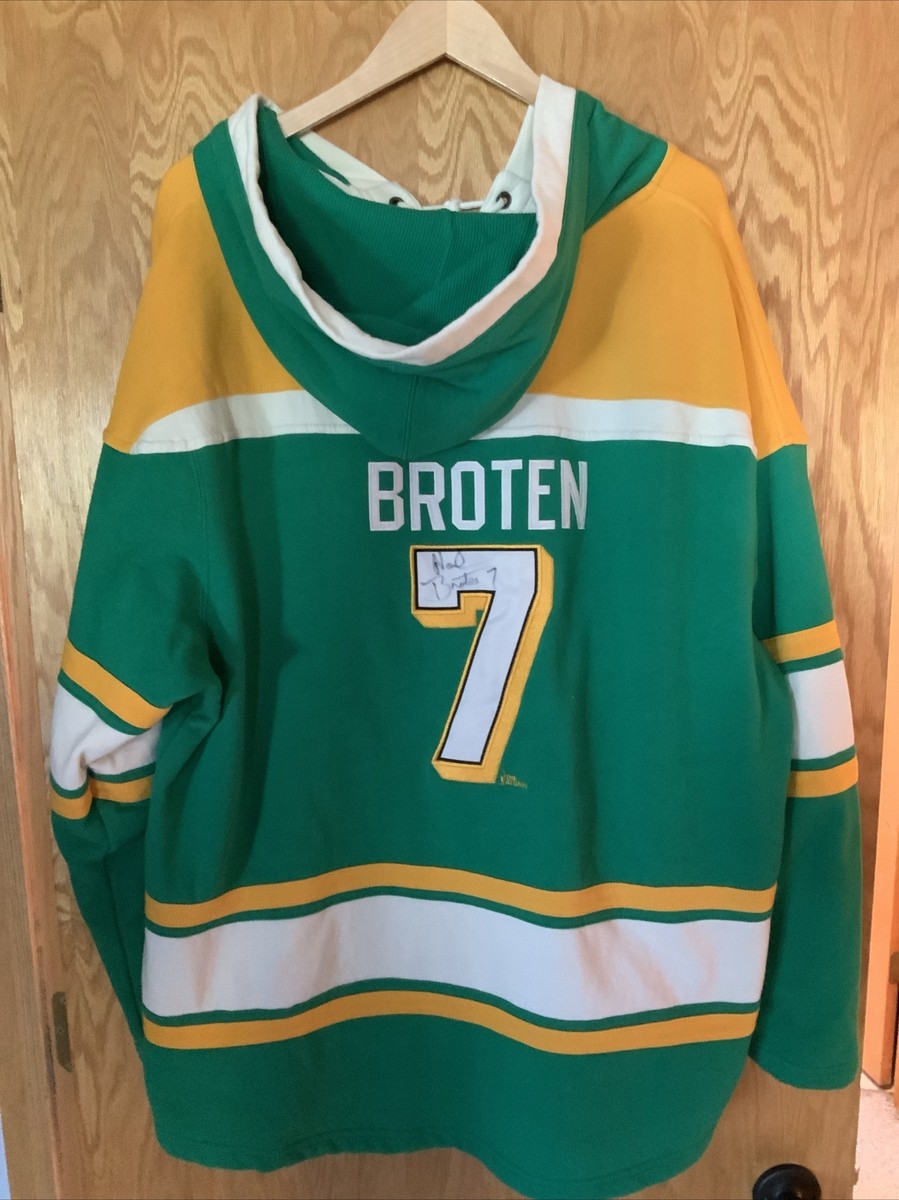 NEW MINNESOTA NORTHSTARS NEAL BROTEN AUTOGRAPHED HOODIE NHL #5710