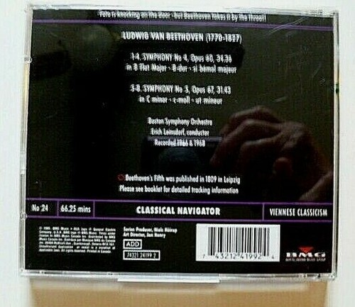 BEETHOVEN Symphony No 4 & 5 CD Boston Orchestra Viennese Classicism No 24 - Imagen 3 de 3
