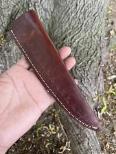 GENUINE LEATHER ENGRAVE HANDMADE SHEATH 7”FIXED BLADE KNIFE