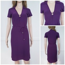 ❤️ Size 8-10 MISS SELFRIDGE purple collared belt smart pencil bodycon dress 1350