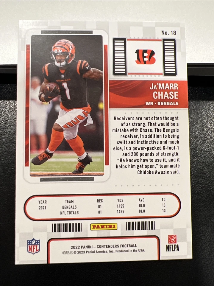 2022 Panini Contenders NFL Ja'Marr Chase Base Card #18 Cincinnati Bengals - Image 2 of 2