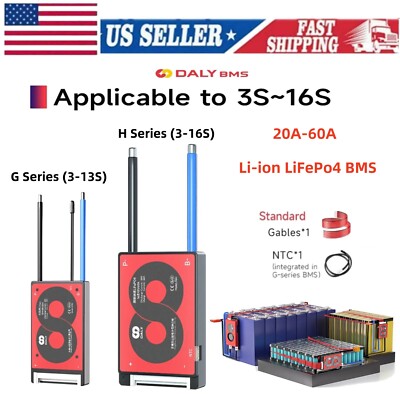 Daly BMS 3S-16S 12V 24V 36V 48V 60V 20A-60A Li-ion LiFePo4 BMS with Balance+NTC