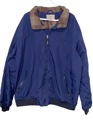 LL Bean Winter Coat Mens Tall XXL Yellow And Navy Vintage Warm Up Jacket
