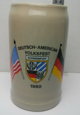 Vintage Deutsch American Volksfest 1980 1l Stoneware Stein Glazed Pottery Ebay