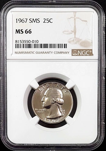 1967 SMS Washington Quarter certified MS 66 by NGC! sku 50010
