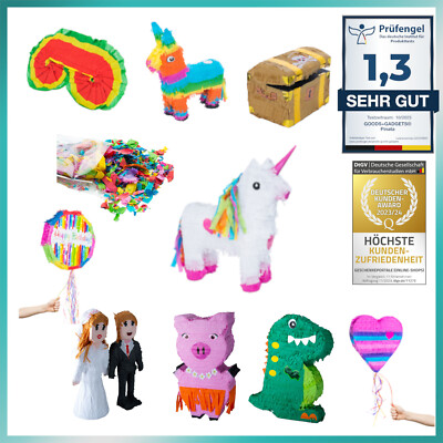 Pinata + Stab + Maske + Konfetti Party-Deko Einhorn Esel Kiste Geburtstag-Feiern
