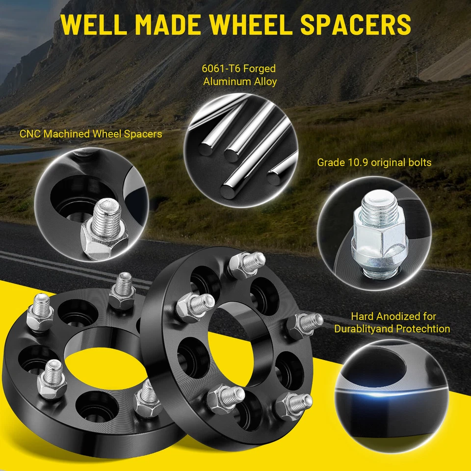 4PCS 1" 5x100 to 5x114.3 5x4.5 Wheel Adapters 12x1.5 For Toyota Corolla Camry Foto 3 de 4