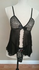COQUETTE Babydoll Sleep Set Babydoll Thong Set NWOT Size S Black