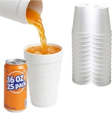 16 Oz Insulated Foam Cups, 25 Pack, Made in USA