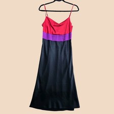 Express Slip Dress Womens Size Small Colorblock Midi Chic Flattering Y2K Holiday