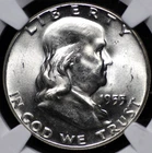 1955 FRANKLIN HALF DOLLAR NGC MS 64 FULL BELL LINES BRIGHT AND SMOOTH SILVER
