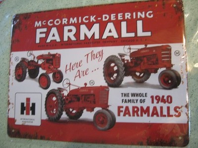 McCormick Deering 1940 Farmall Tractors Metal Sign 12 x16  Vintage Tractor Decor