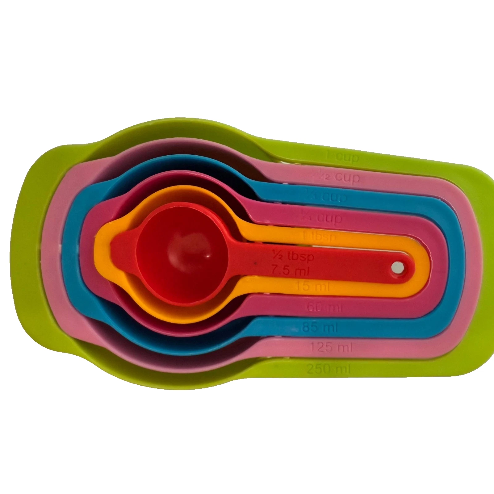 6pc Rainbow Measuring Cups Spoons Set Nesting Plastic Kitchen Baking Cook Tool