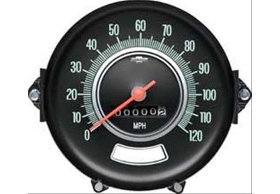 OER 6492542 Speedometer, Black Face, Green Numbers, Orange Pointer, Chevy, Each