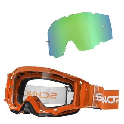 Schnorr MX Neo Motocross Goggles Clear Lens Anti-Fog Tear-Off+Wechselglas Grün