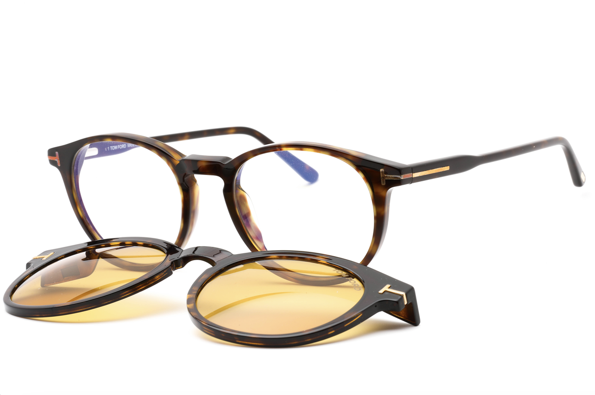 TOM FORD FT5823-H-B 052 Eyeglasses Havana Frame + SUN CLIP ON 50mm