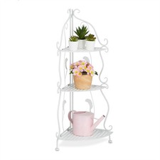 Eckregal Pflanzenregal Klappregal 3 Ablagen Blumenetagere klappbar Vintage