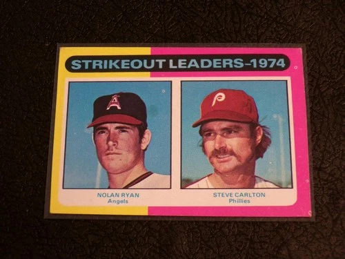 1975 Topps #312 NOLAN RYAN-STEVE CARLTON Strikeout Leaders card! HOF!