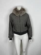 Vtg Christian Dior by John Galliano AW1998 Gray Fur Trim Jacket S