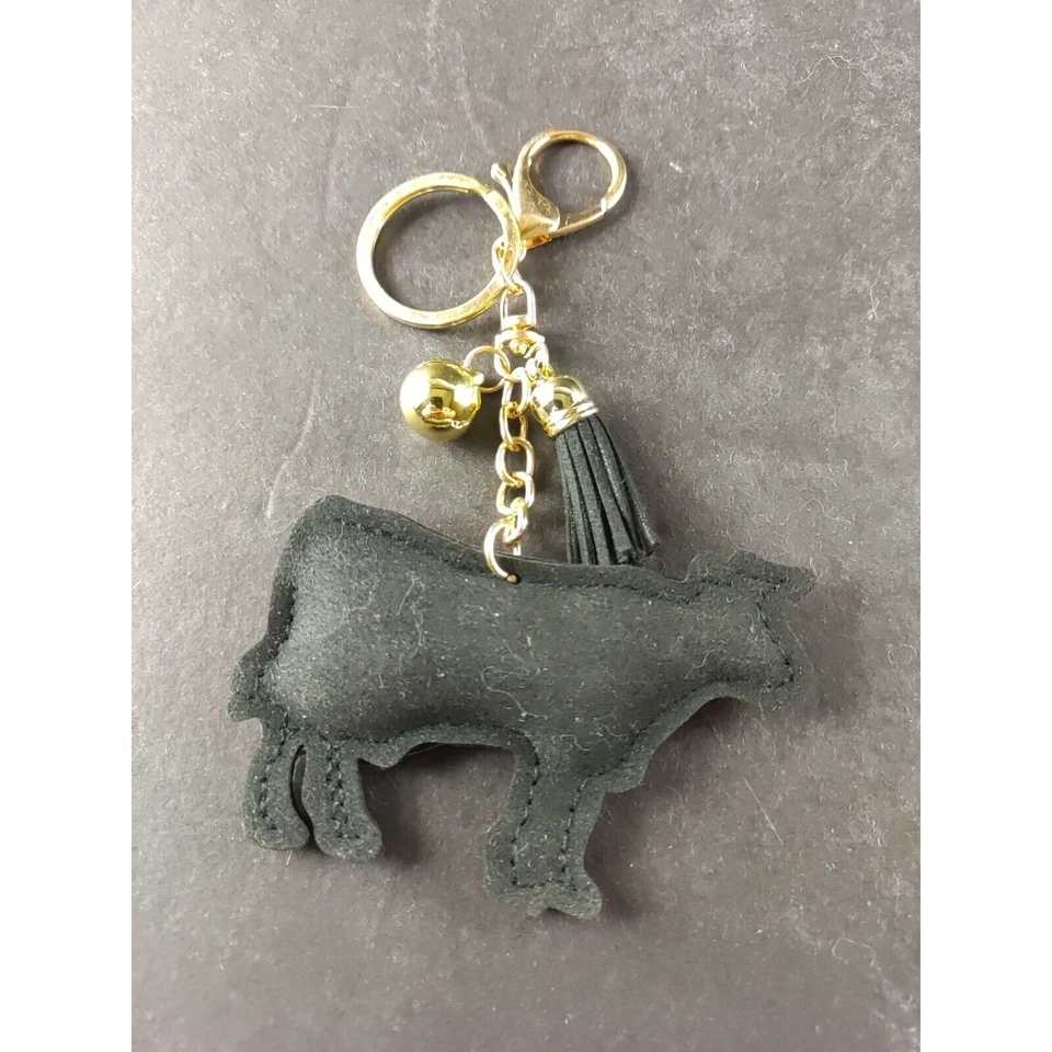 Llavero de Vaca Cartera Clip Estrás y Fieltro Borla Bola Foto 3 de 4