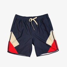 Fair Harbor Swim Shorts Mens Large Navy Anchor Stretch Drawstring Unlined Trunks