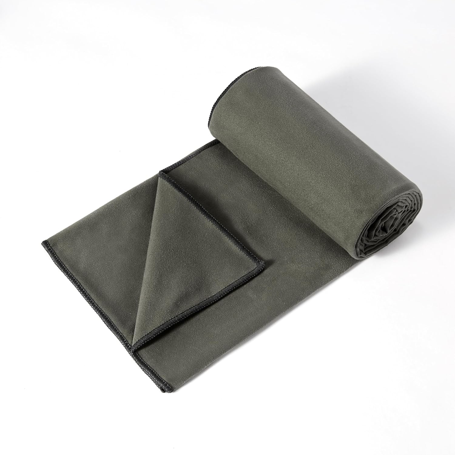 Amazon Basics Hot Yoga Mat Towel, Soft Microfiber, Non-Slip, Absorbent, Gray
