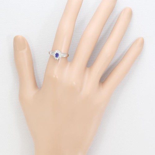 Platinum 900 ring 10 size Sapphire 0.27 Diamond About4.2g Free shipping Used - Afbeelding 3 van 7
