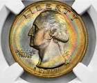 1977 25c Washington Quarter NGC MS66 Monster Rainbow Toning Color Toned Gem BU
