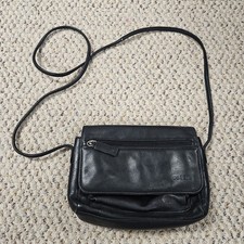 Fossil Vintage 90s Mini Crossbody Messenger Bag Black Pebbles Leather Small