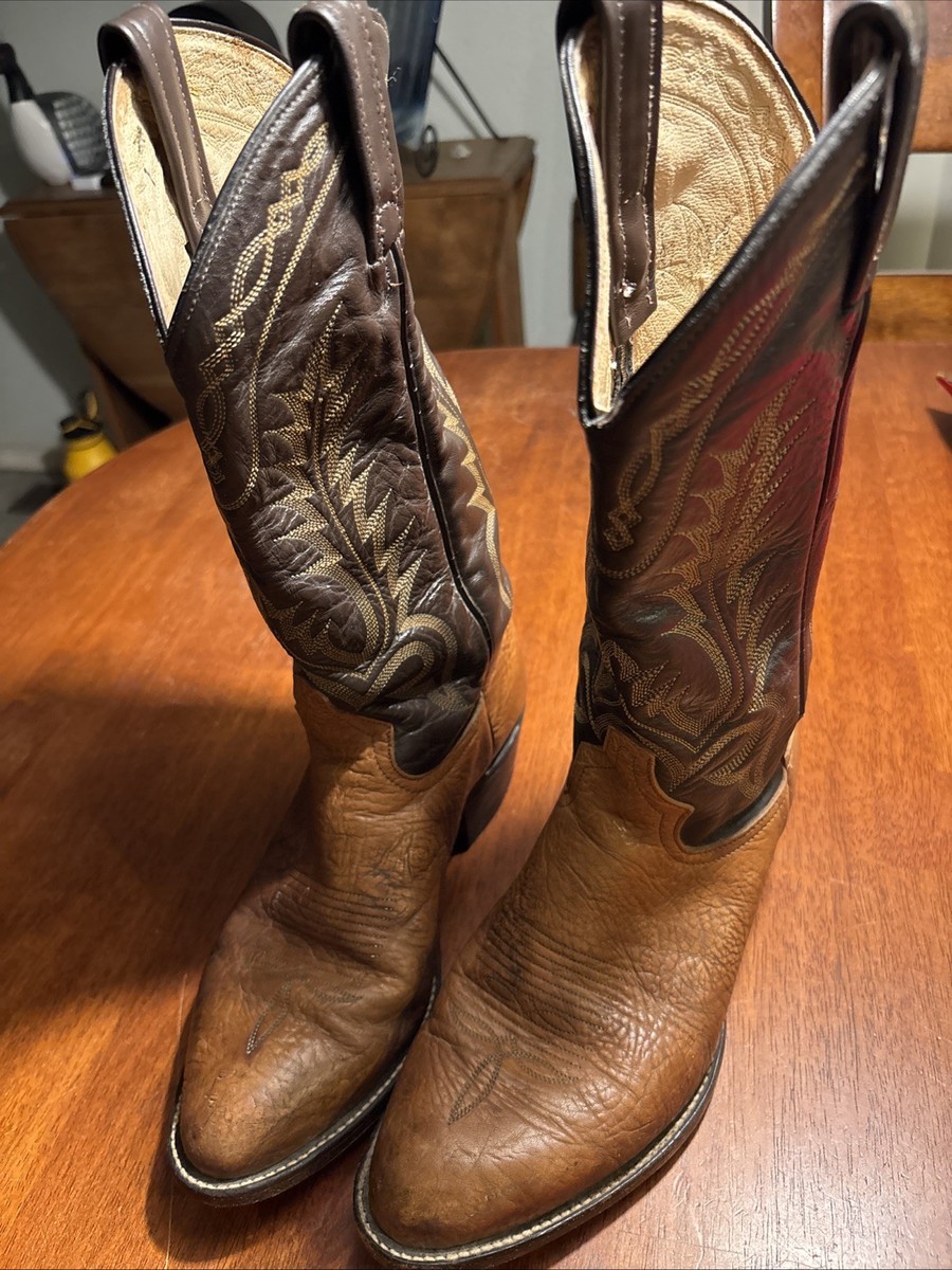 VTG TONY LAMA 6532 Shrunken Shoulder Brown Cowboy Boots Men's size