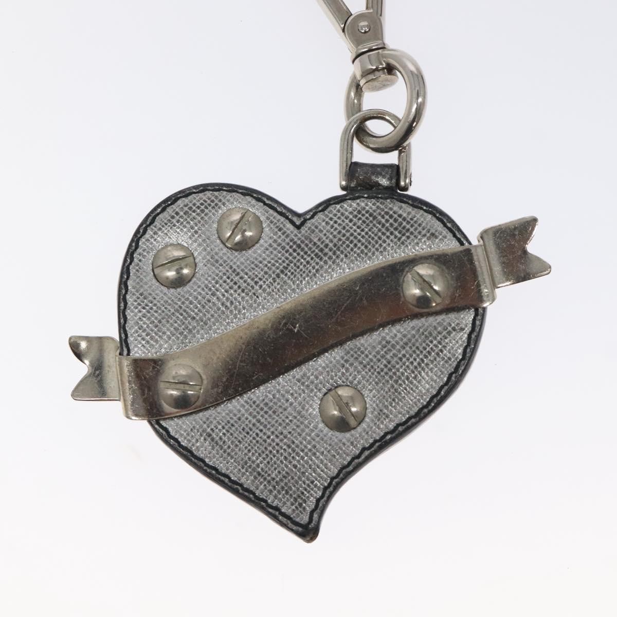 Prada Keyring Leather Silver Leather Pendant Charms Jewelry Pre-Owned 257$