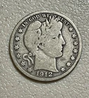 1912-P Barber Half Dollar Coin 90% Silver