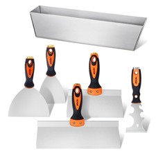 6 Piece Drywall Knife Set with Mud Pan Stainl...