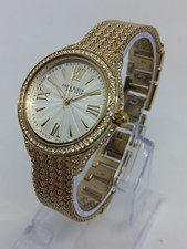 Anne Klein 12/2290SVGB Women's 30mm Crystal Accent Gold Tone Quartz Watch