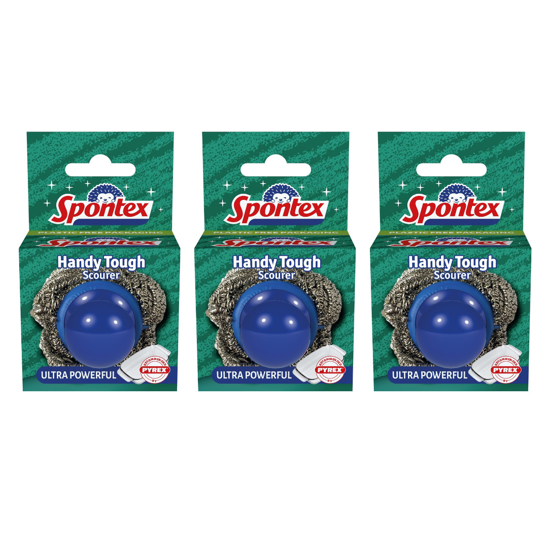 Spontex Handy Tough Washing Up Scourer Unique Handle Maximum Scrubbing Power - Image 3