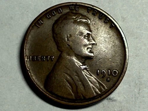 1910-S Lincoln wheat cent. Very nice Fine+. #r1