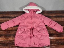 Girl's Winter Coat Pink Faux Fur Detachable Hood Soft Sherpa-like Lining Little